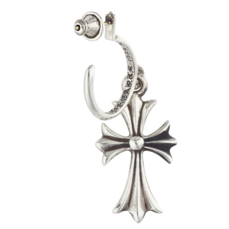 Chrome Hearts Tiny CH Cross Hoop Silver Earrings — view 2