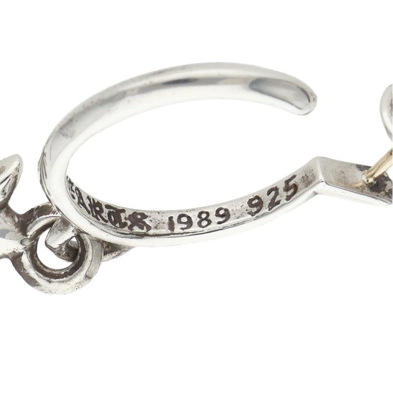 Chrome Hearts Tiny CH Cross Hoop Silver Earrings — view 4