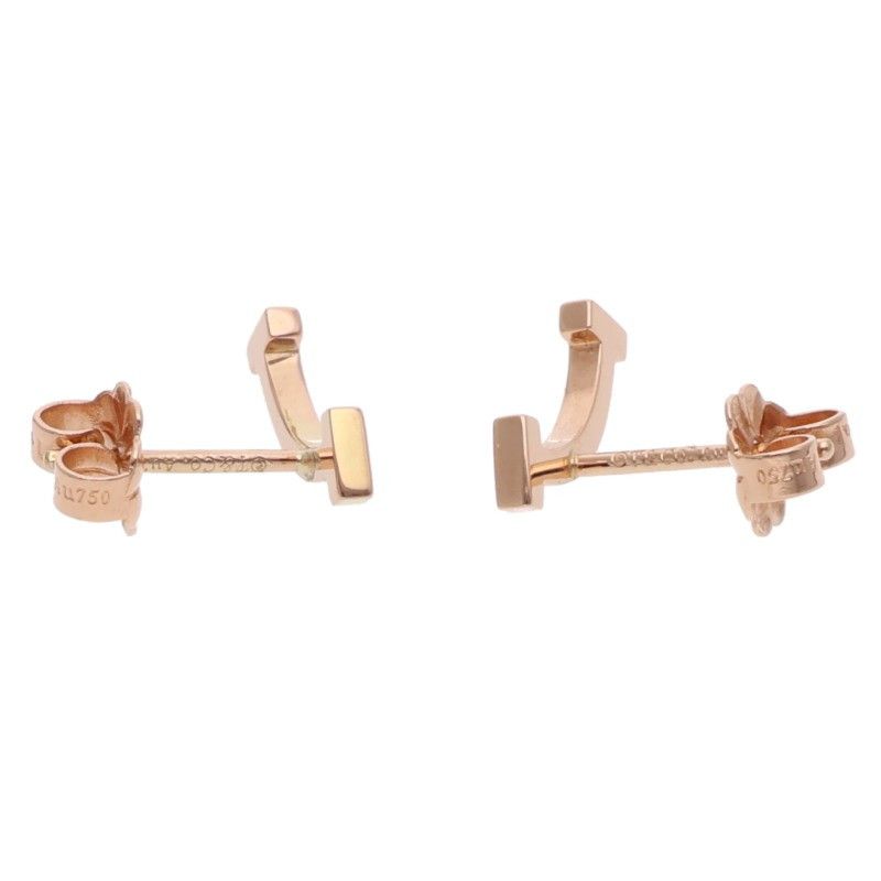 Tiffany & Co T Smile Mini 18k Pink Gold Earrings — view 3