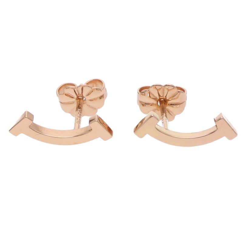 Tiffany & Co T Smile Mini 18k Pink Gold Earrings