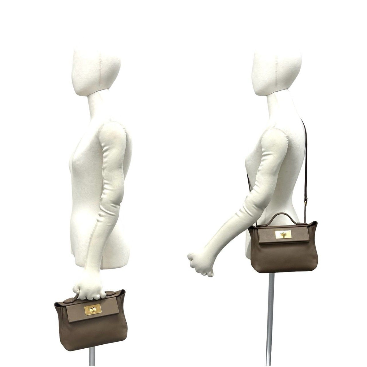 Hermes Sac Vanquatre Mini 21 Evercolor Veau Swift 2-Way Shoulder Bag Etoupe — view 2