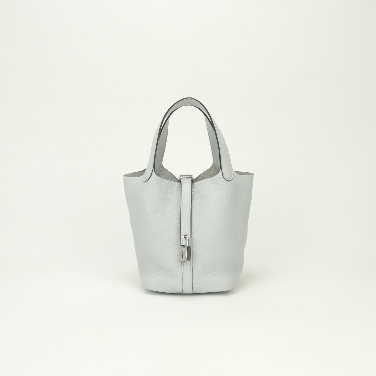 Hermes Picotin Lock PM 18 Tote Bag Taurillon Clemence Blue Pale Bleu P le Light