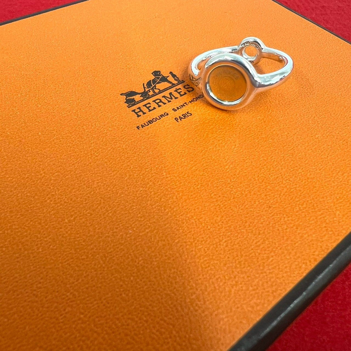Hermes Sellier Ring Silver 59 Yellow Gold