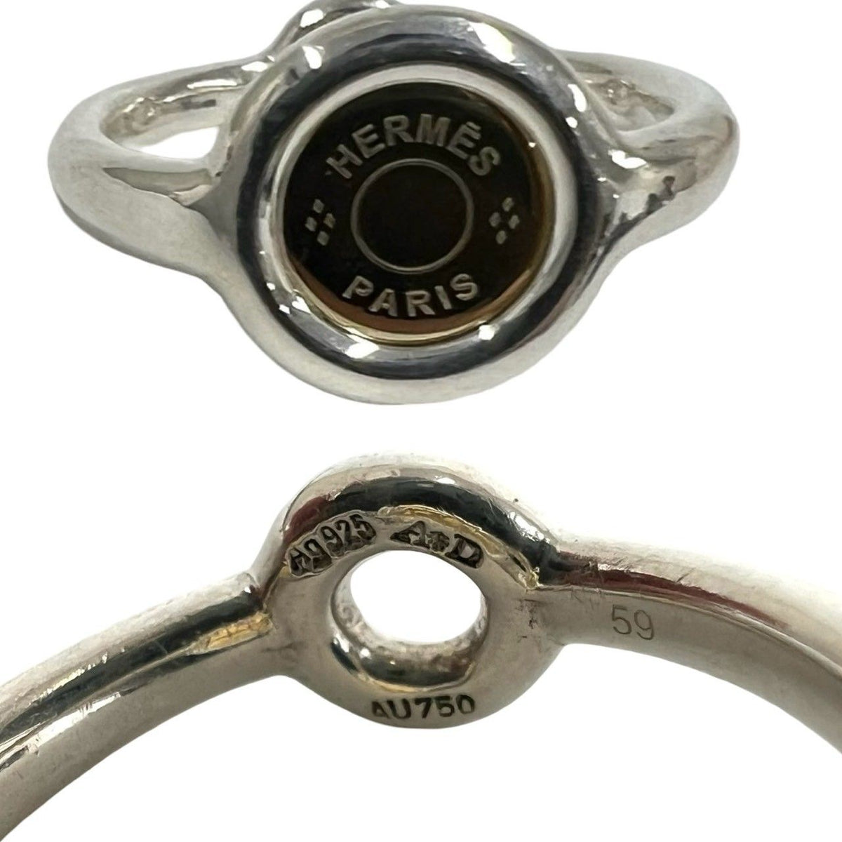 Hermes Sellier Ring Silver 59 Yellow Gold — view 3