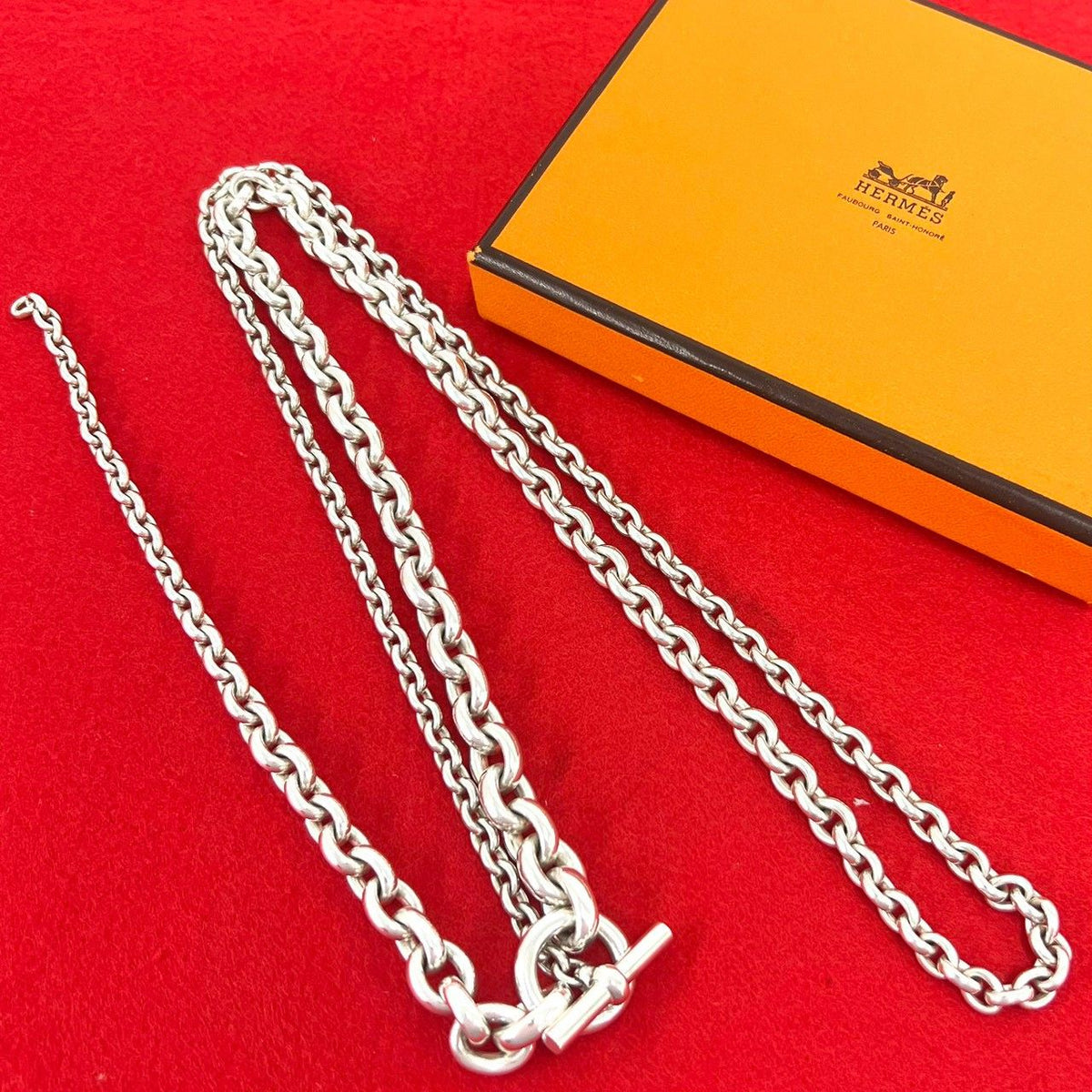 Hermes Vintage Crescendo Long Necklace 925 Sterling Silver