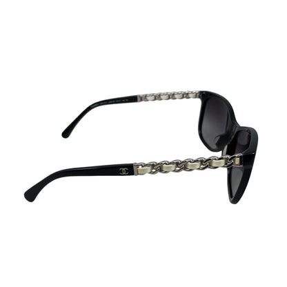 Chanel Sunglasses Chain Motif CC Logo Black White Silver Eyewear — view 5