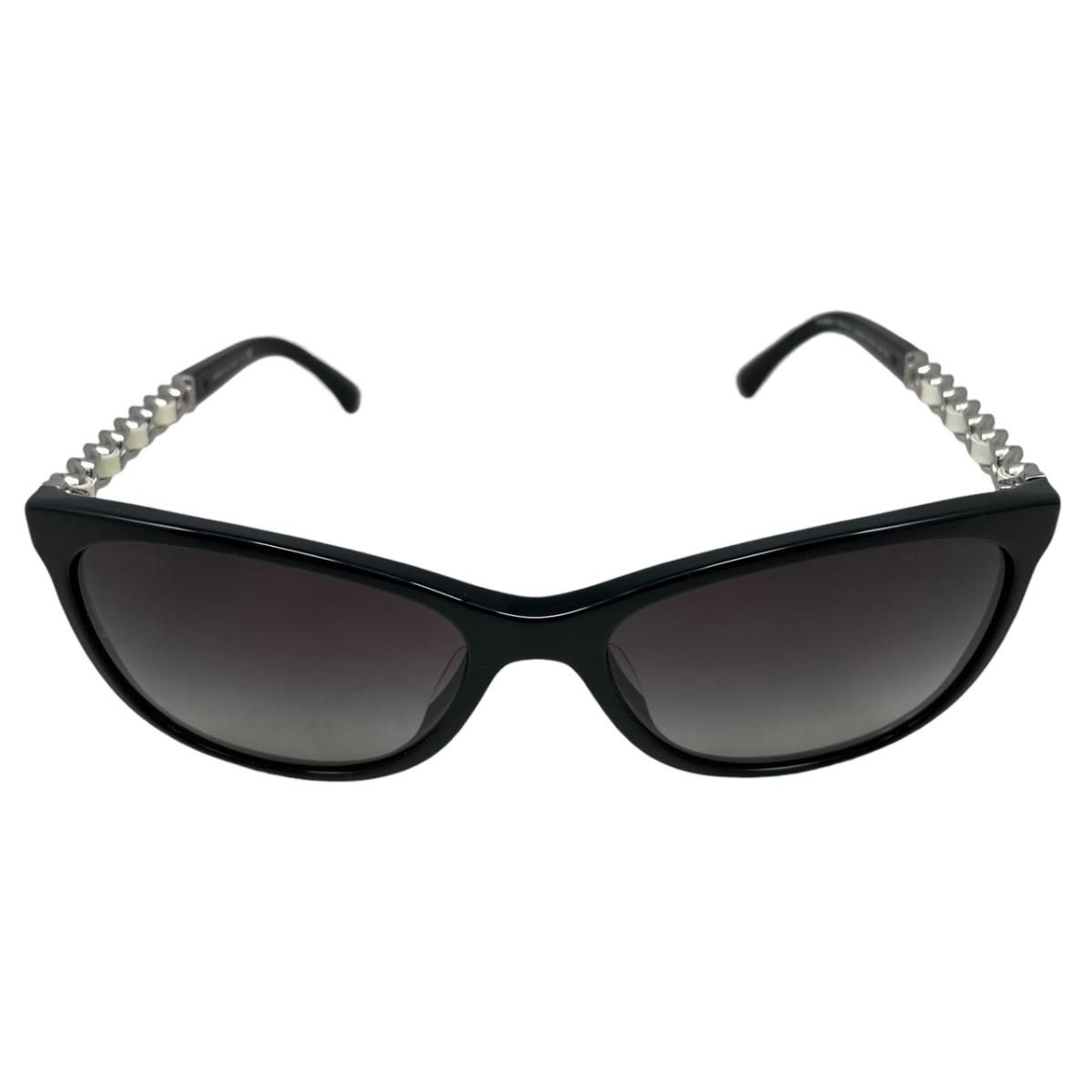 Chanel Sunglasses Chain Motif CC Logo Black White Silver Eyewear — view 3