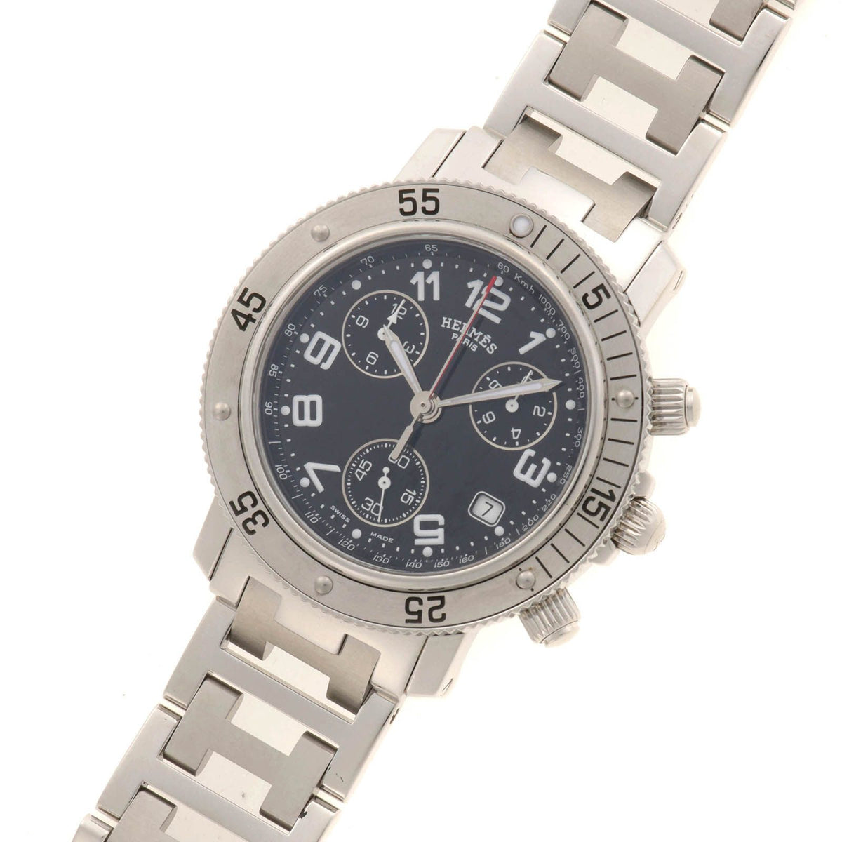 Hermes Clipper Diver Watch Stainless Steel Black — view 2