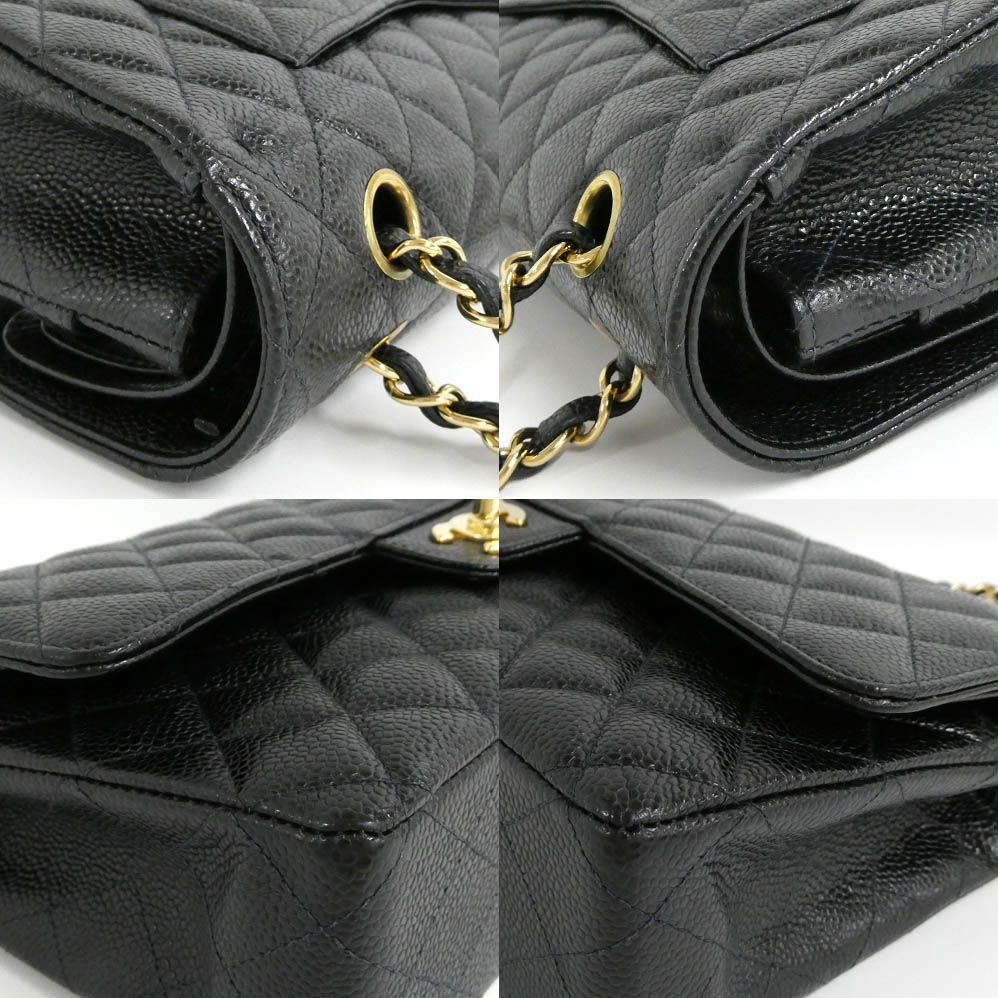 Chanel Quilted 25 Double Flap Chain Shoulder Bag Caviar Leather Black — view 8
