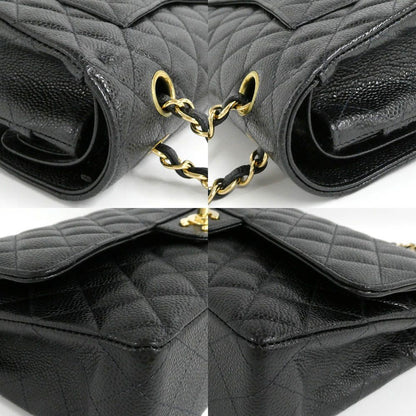 Chanel Quilted 25 Double Flap Chain Shoulder Bag Caviar Leather Black — view 8