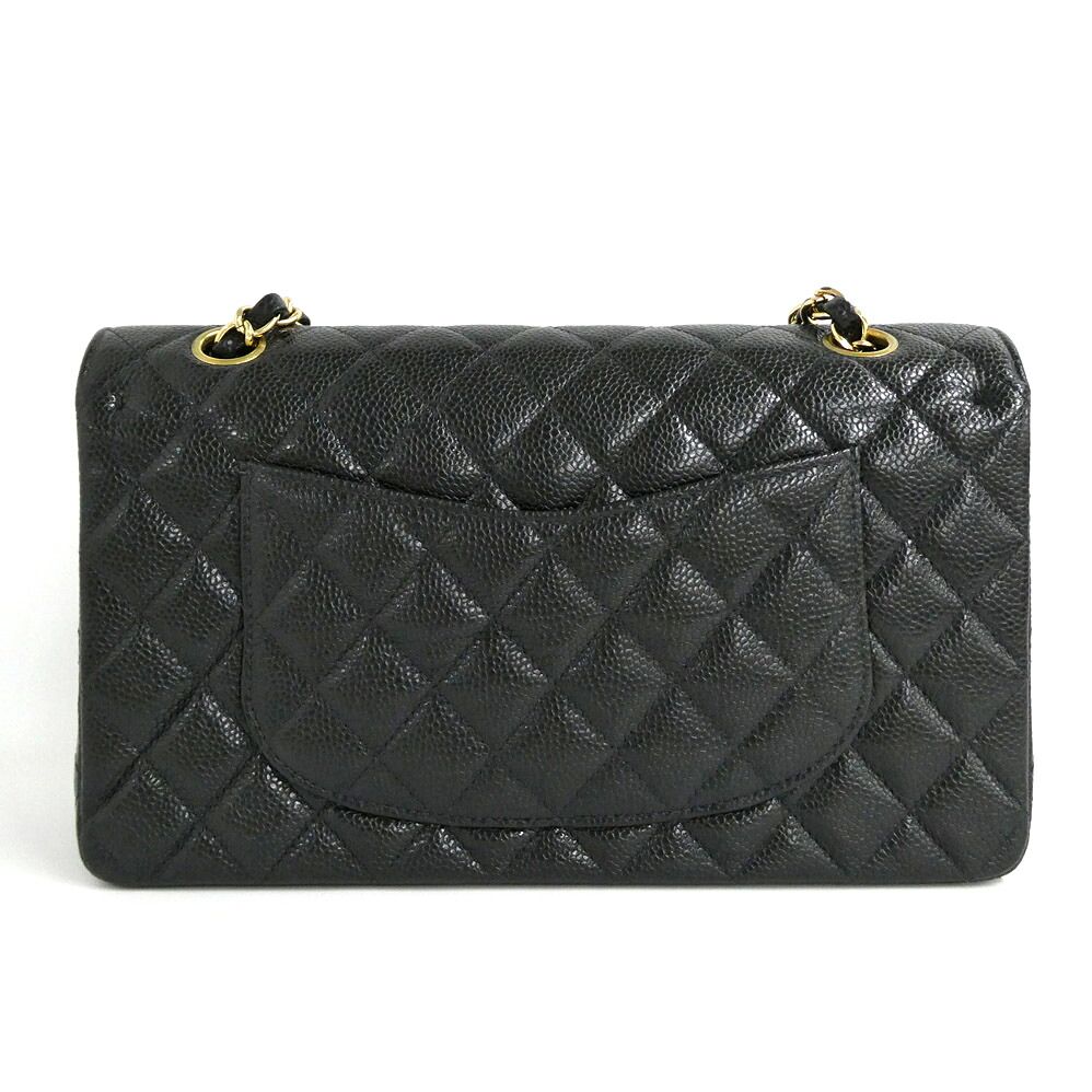 Chanel Quilted 25 Double Flap Chain Shoulder Bag Caviar Leather Black — view 2