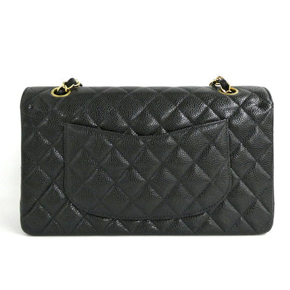 Chanel Quilted 25 Double Flap Chain Shoulder Bag Caviar Leather Black — view 2