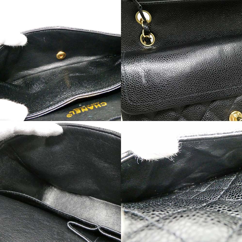 Chanel Quilted 25 Double Flap Chain Shoulder Bag Caviar Leather Black — view 6