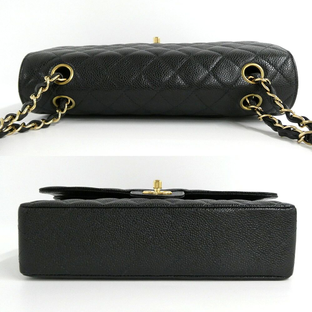 Chanel Quilted 25 Double Flap Chain Shoulder Bag Caviar Leather Black — view 3