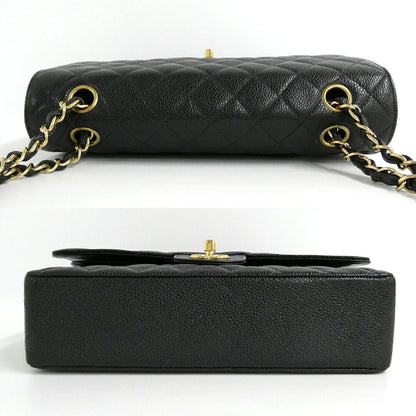 Chanel Quilted 25 Double Flap Chain Shoulder Bag Caviar Leather Black — view 3