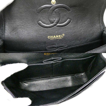 Chanel Quilted 25 Double Flap Chain Shoulder Bag Caviar Leather Black — view 5