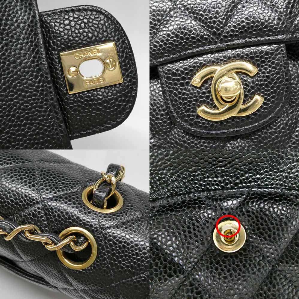 Chanel Quilted 25 Double Flap Chain Shoulder Bag Caviar Leather Black — view 7