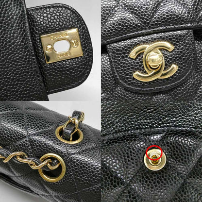 Chanel Quilted 25 Double Flap Chain Shoulder Bag Caviar Leather Black — view 7