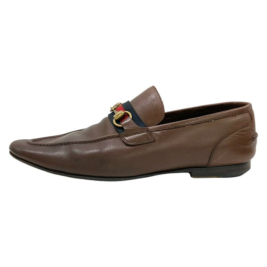 Gucci Loafers Dark Brown Dark Navy Red Leather