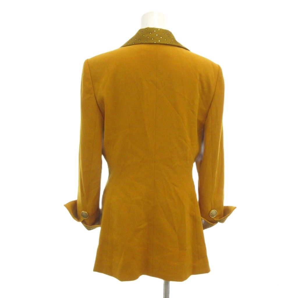 Dior Vintage Long Tailored Jacket Dot Switch Single B Ted Wool Mustard Yellow — view 2