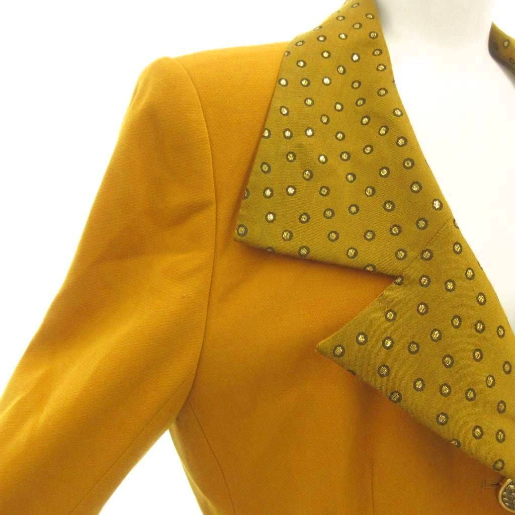 Dior Vintage Long Tailored Jacket Dot Switch Single B Ted Wool Mustard Yellow — view 5