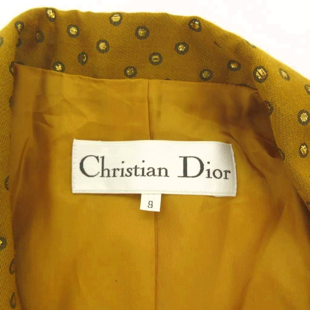 Dior Vintage Long Tailored Jacket Dot Switch Single B Ted Wool Mustard Yellow — view 8