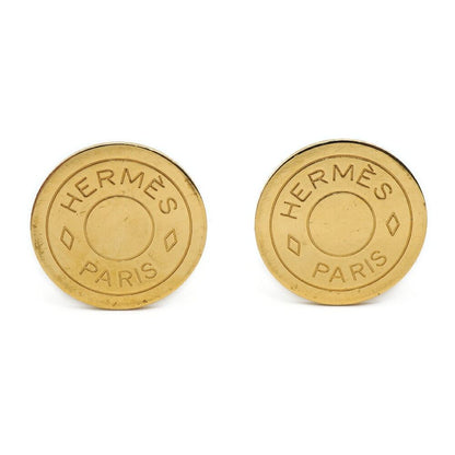 Hermes Sellier Earrings Gold