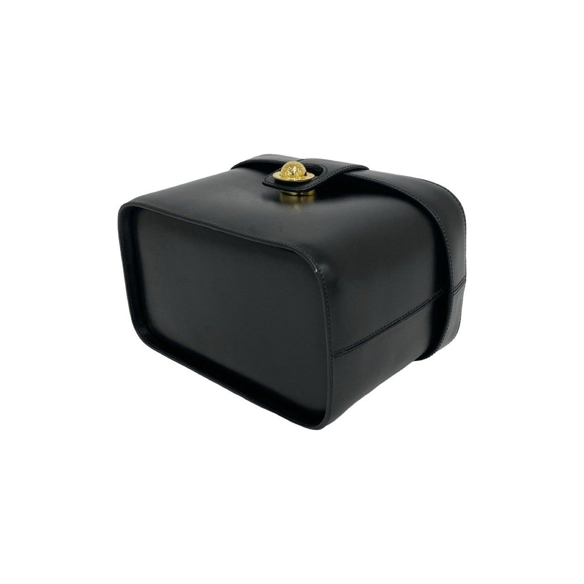 Celine Vintage Star Ball Logo Leather Handbag Vanity Bag Black — view 8