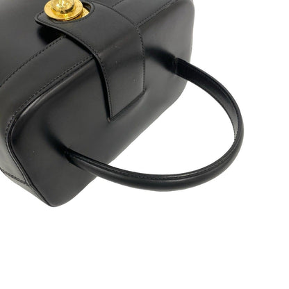 Celine Vintage Star Ball Logo Leather Handbag Vanity Bag Black — view 4