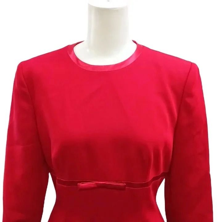 Dior Mademoiselle Vintage Dress Round Neck Three Quarter Sleeve Waist Ribbon S — view 5