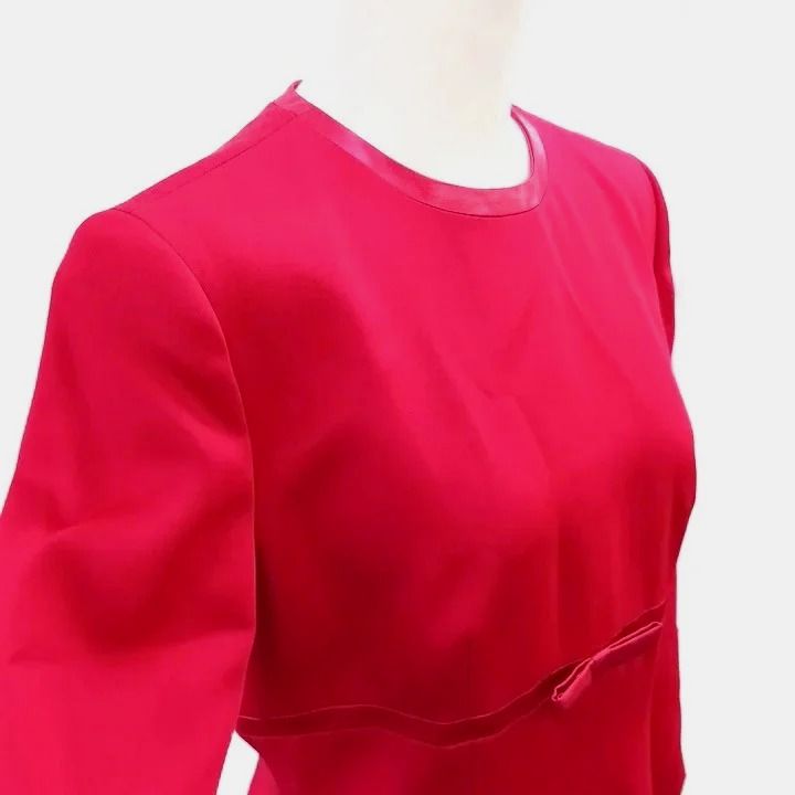 Dior Mademoiselle Vintage Dress Round Neck Three Quarter Sleeve Waist Ribbon S — view 4