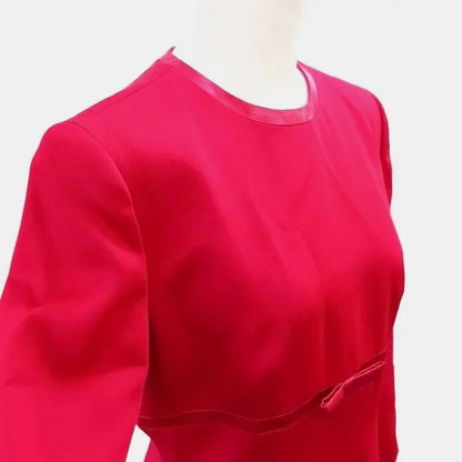 Dior Mademoiselle Vintage Dress Round Neck Three Quarter Sleeve Waist Ribbon S — view 4