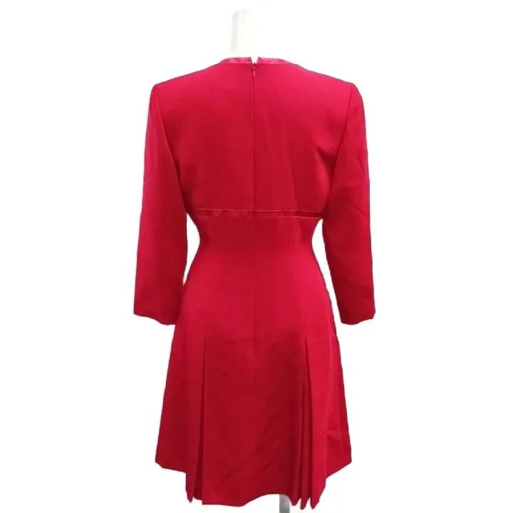 Dior Mademoiselle Vintage Dress Round Neck Three Quarter Sleeve Waist Ribbon S — view 2
