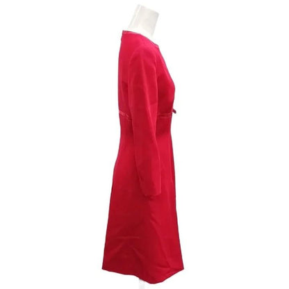 Dior Mademoiselle Vintage Dress Round Neck Three Quarter Sleeve Waist Ribbon S — view 3