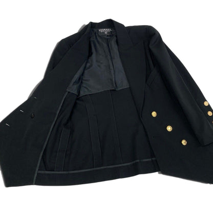 Chanel CC Button Asymmetrical Jacket CC Vintage Blazer Black — view 4