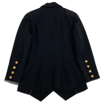 Chanel CC Button Asymmetrical Jacket CC Vintage Blazer Black — view 3