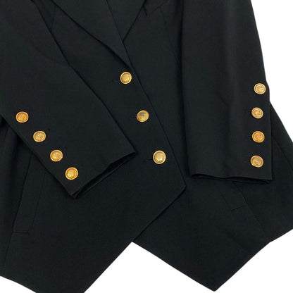 Chanel CC Button Asymmetrical Jacket CC Vintage Blazer Black — view 6