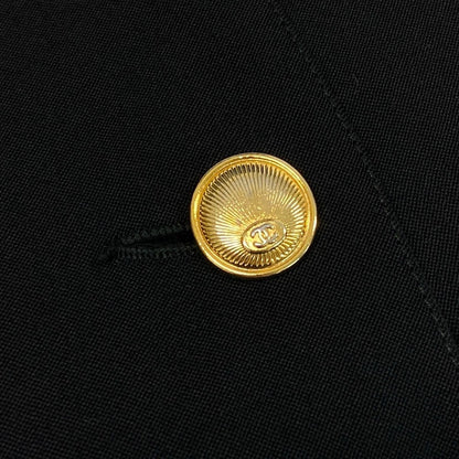 Chanel CC Button Asymmetrical Jacket CC Vintage Blazer Black — view 7