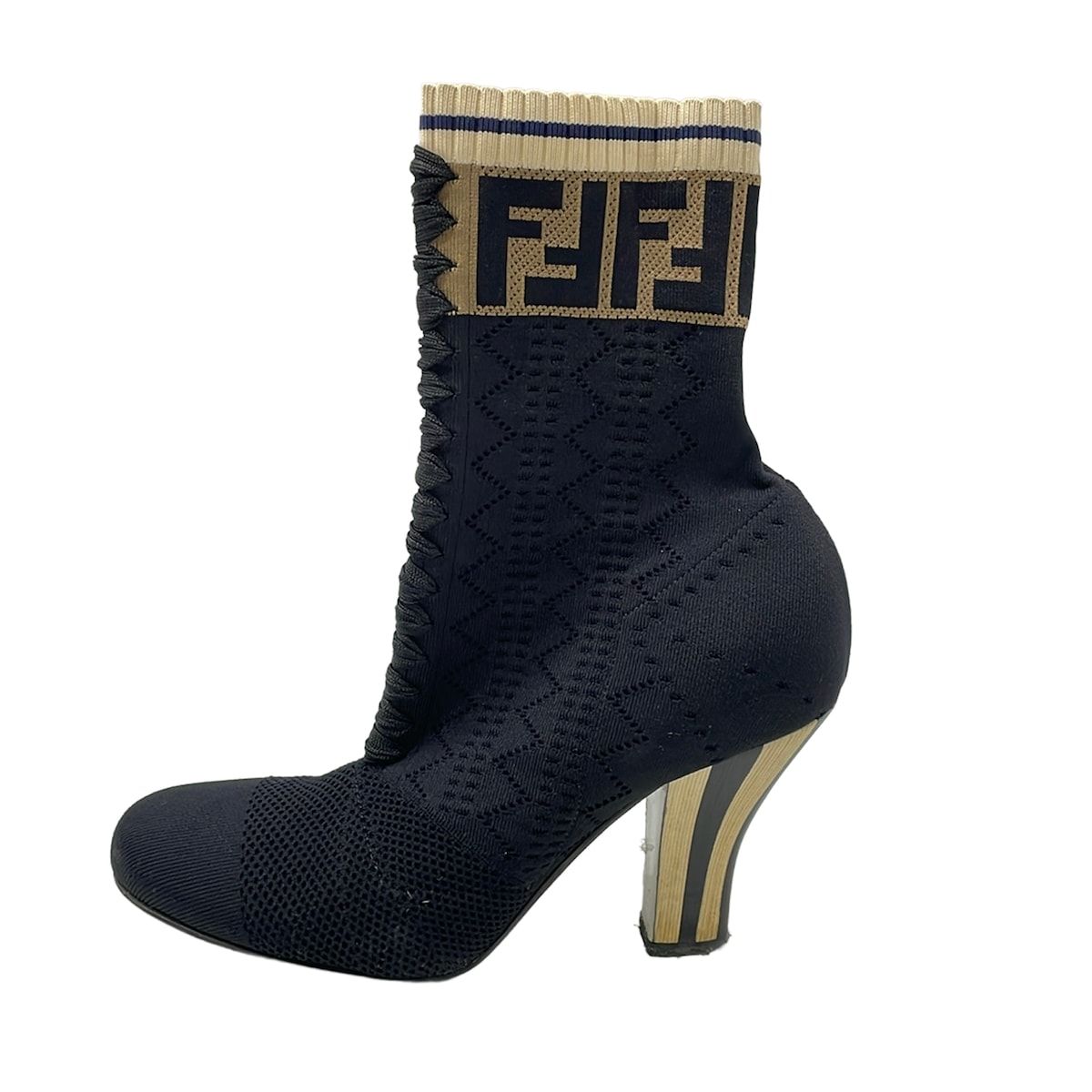 Fendi Short Boots Black Khaki Gray Beige Zucca Pattern