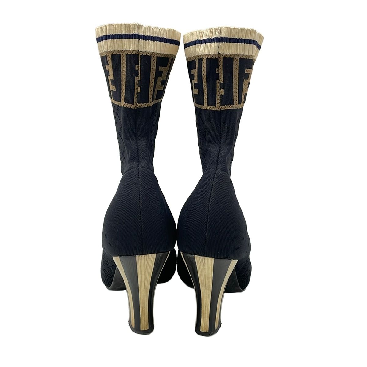 Fendi Short Boots Black Khaki Gray Beige Zucca Pattern — view 3