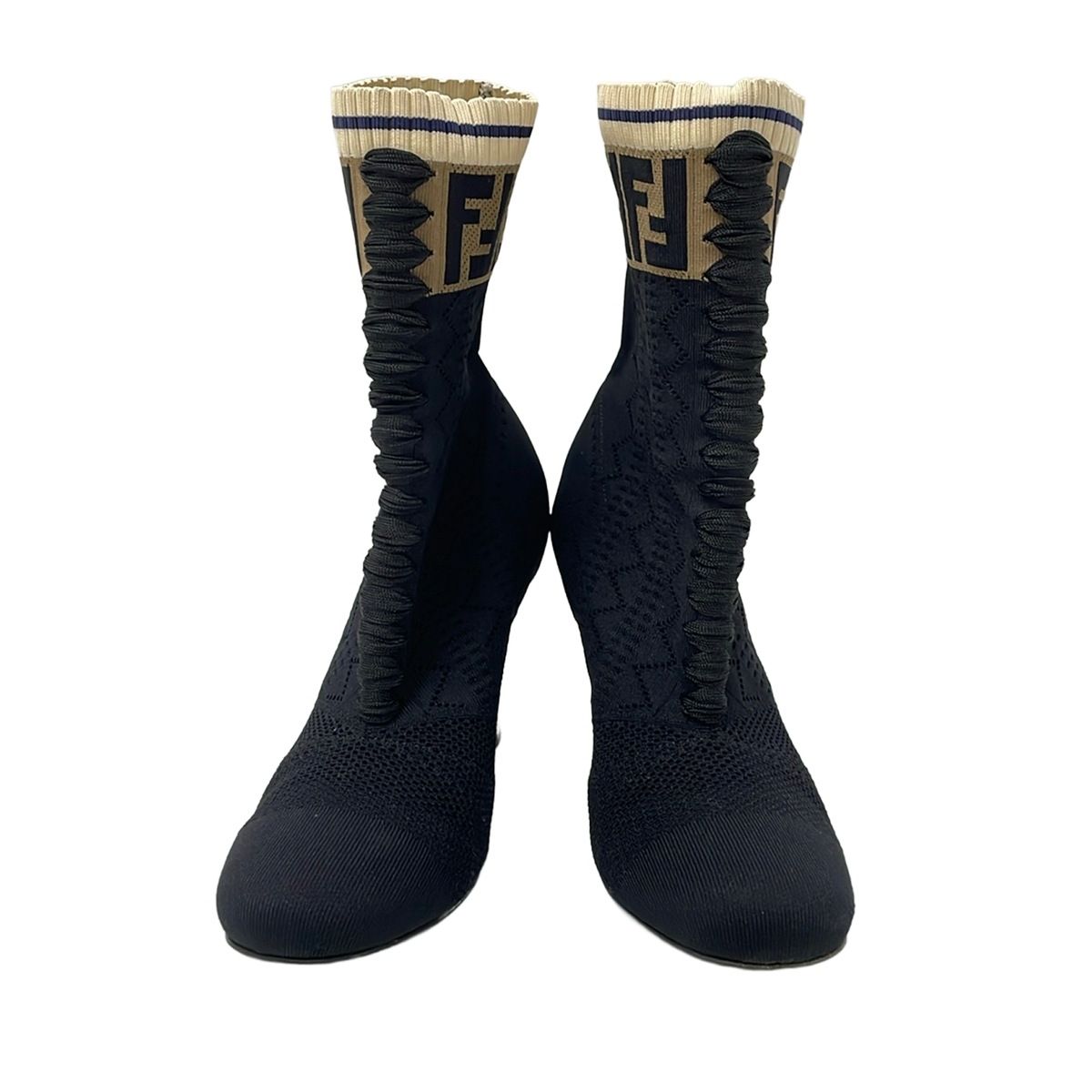 Fendi Short Boots Black Khaki Gray Beige Zucca Pattern — view 2