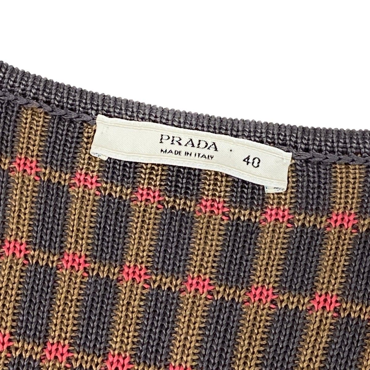 Prada Knit Dress Plaid Multicolor Silk 40 — view 8