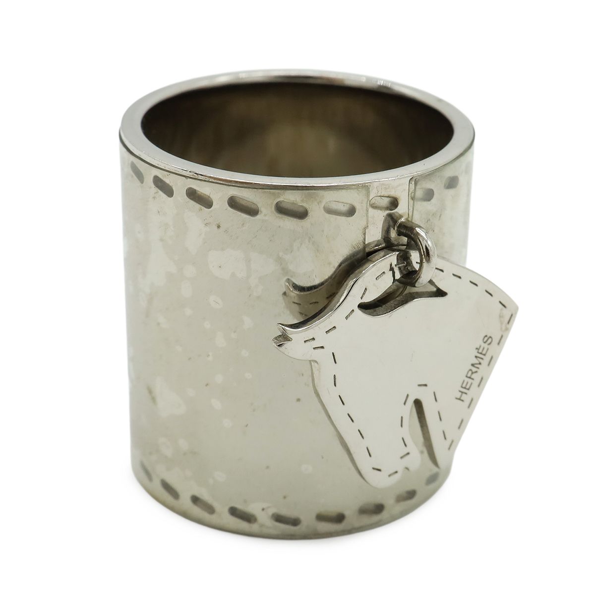 Hermes Cheval Scarf Ring Horse Motif Metal Silver — view 3