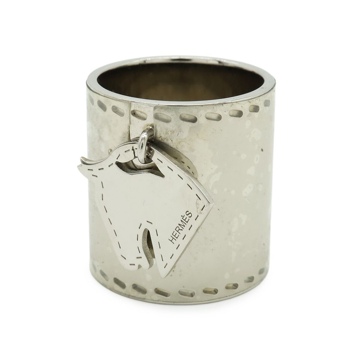 Hermes Cheval Scarf Ring Horse Motif Metal Silver
