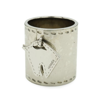 Hermes Cheval Scarf Ring Horse Motif Metal Silver