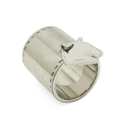 Hermes Cheval Scarf Ring Horse Motif Metal Silver — view 4
