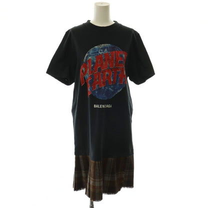 Balenciaga Planet Earth T-Shirt Docking Dress Knee-Length Short Sleeve 38