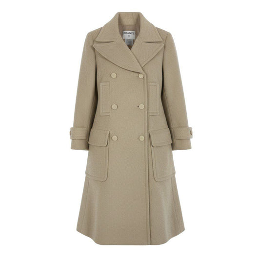 Chanel 01A Cashgora Blend Long Coat Cashgota Beige