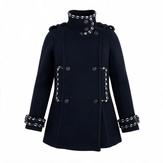 Chanel Vintage Tweed Pea Coat Black