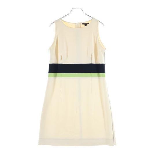Louis Vuitton Sleeveless Dress Silk Polyurethane Ivory Black Green